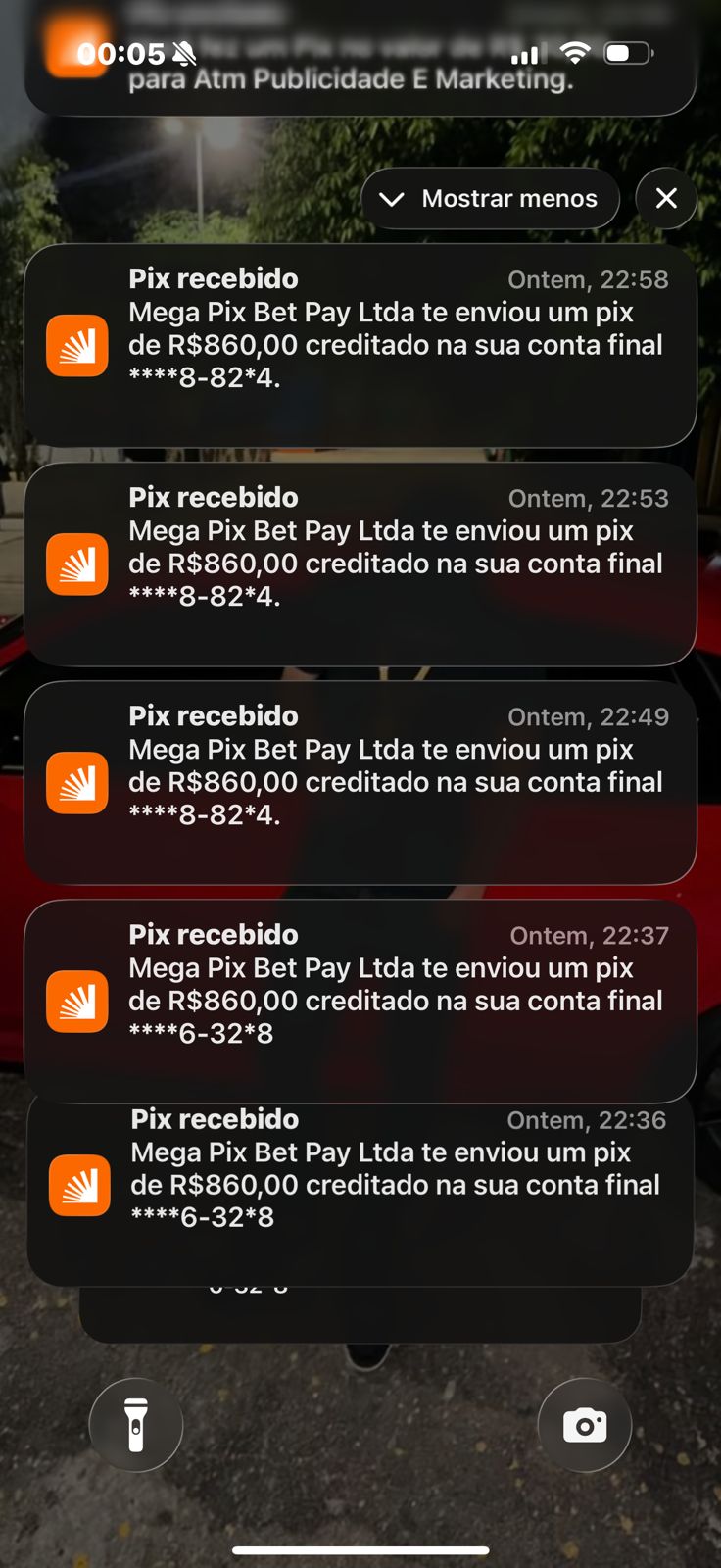 Comprovantes de saque